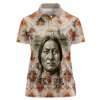 Sitting Bull Portrait Women Polo Shirt Native American Tipi with Feathers and Spears Indigenous Pride - Wonder Print Shop