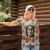 Sitting Bull Portrait Women Polo Shirt Native American Tipi with Feathers and Spears Indigenous Pride - Wonder Print Shop