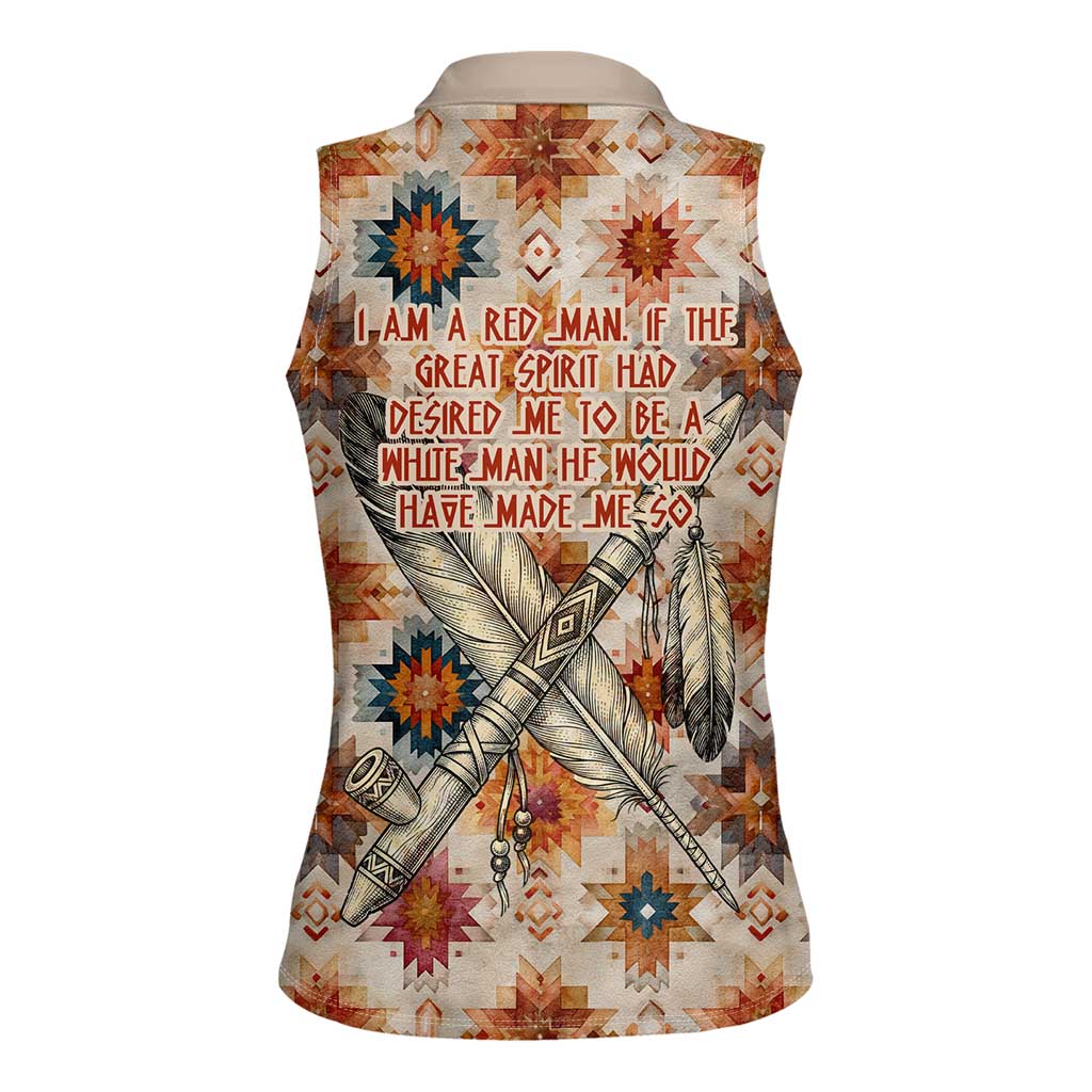 Sitting Bull Portrait Women Sleeveless Polo Shirt Native American Tipi with Feathers and Spears Indigenous Pride - Wonder Print Shop