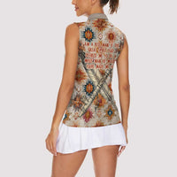 Sitting Bull Portrait Women Sleeveless Polo Shirt Native American Tipi with Feathers and Spears Indigenous Pride - Wonder Print Shop