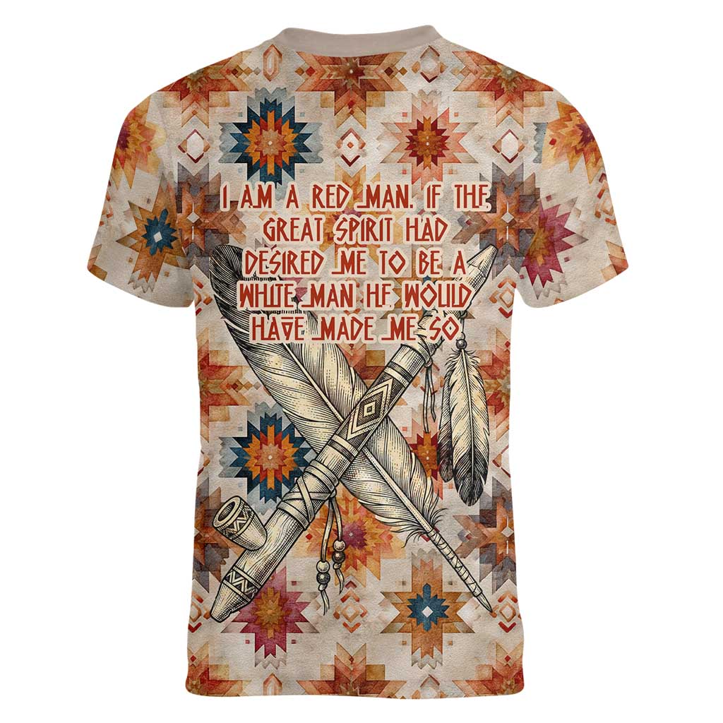 Sitting Bull Portrait Women V-Neck T-Shirt Native American Tipi with Feathers and Spears Indigenous Pride - Wonder Print Shop