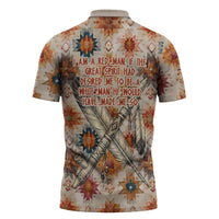 Sitting Bull Portrait Zipper Polo Shirt Native American Tipi with Feathers and Spears Indigenous Pride - Wonder Print Shop