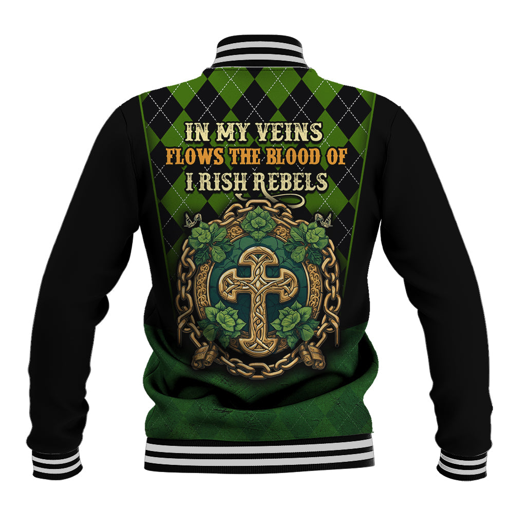 In My Veins Flows The Blood Of Irish Rebels Baseball Jacket - Wonder Print Shop