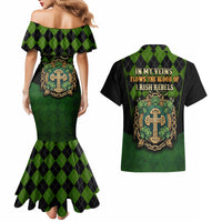 In My Veins Flows The Blood Of Irish Rebels Couples Matching Mermaid Dress and Hawaiian Shirt - Wonder Print Shop