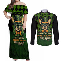 In My Veins Flows The Blood Of Irish Rebels Couples Matching Off Shoulder Maxi Dress and Long Sleeve Button Shirt - Wonder Print Shop