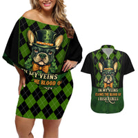 In My Veins Flows The Blood Of Irish Rebels Couples Matching Off Shoulder Short Dress and Hawaiian Shirt - Wonder Print Shop