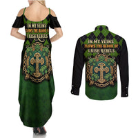 In My Veins Flows The Blood Of Irish Rebels Couples Matching Summer Maxi Dress and Long Sleeve Button Shirt - Wonder Print Shop