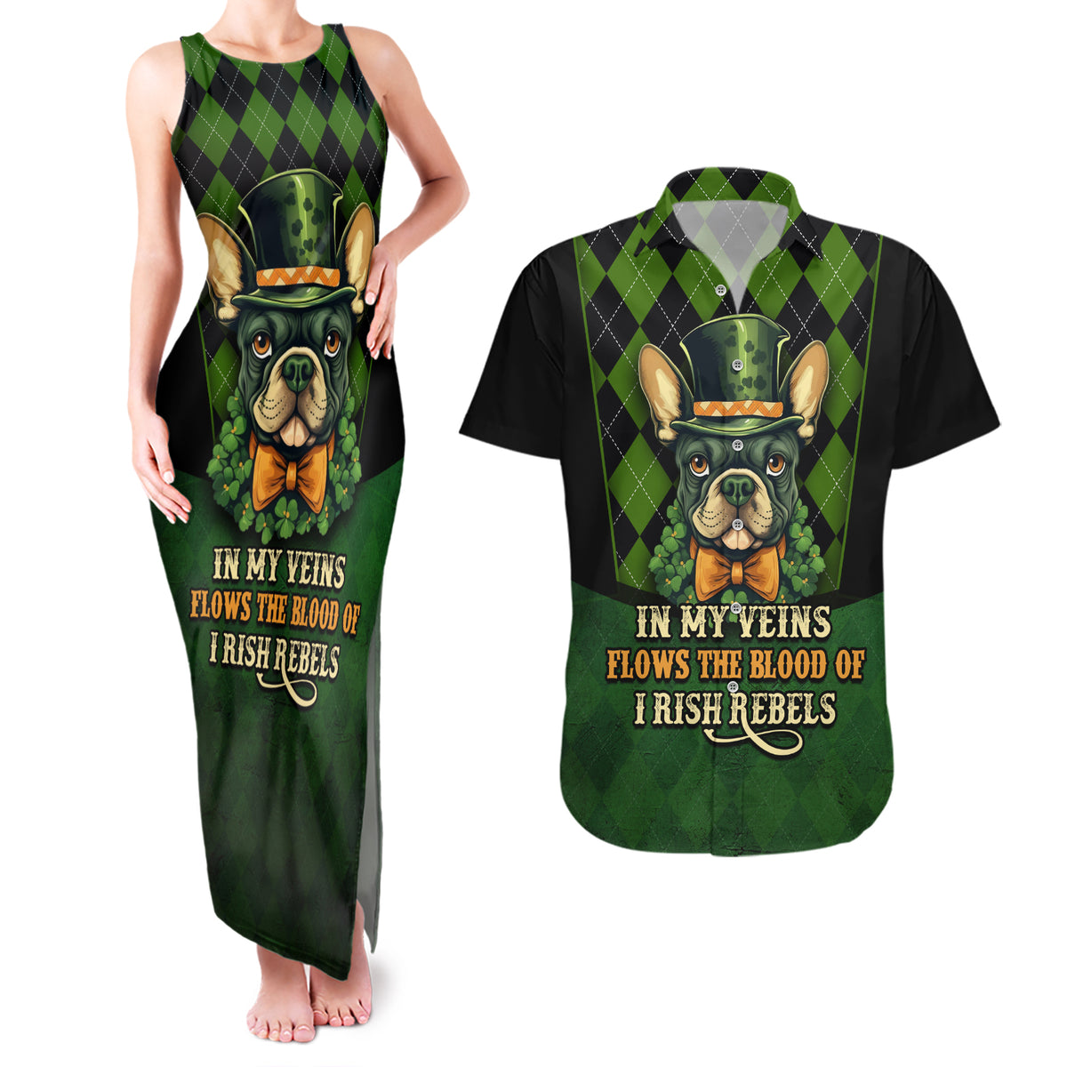 In My Veins Flows The Blood Of Irish Rebels Couples Matching Tank Maxi Dress and Hawaiian Shirt - Wonder Print Shop