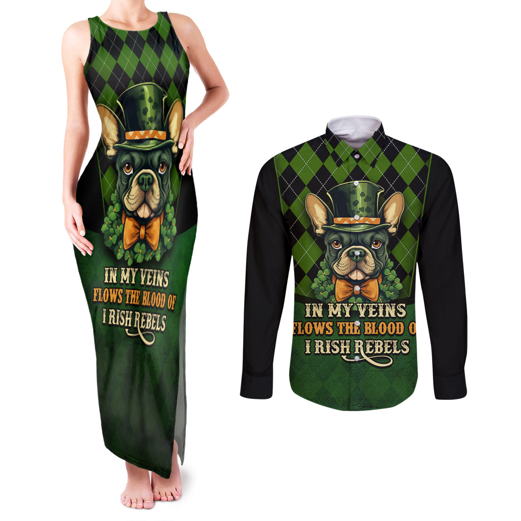 In My Veins Flows The Blood Of Irish Rebels Couples Matching Tank Maxi Dress and Long Sleeve Button Shirt - Wonder Print Shop