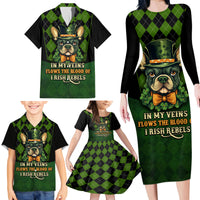 In My Veins Flows The Blood Of Irish Rebels Family Matching Long Sleeve Bodycon Dress and Hawaiian Shirt - Wonder Print Shop