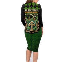 In My Veins Flows The Blood Of Irish Rebels Family Matching Long Sleeve Bodycon Dress and Hawaiian Shirt - Wonder Print Shop