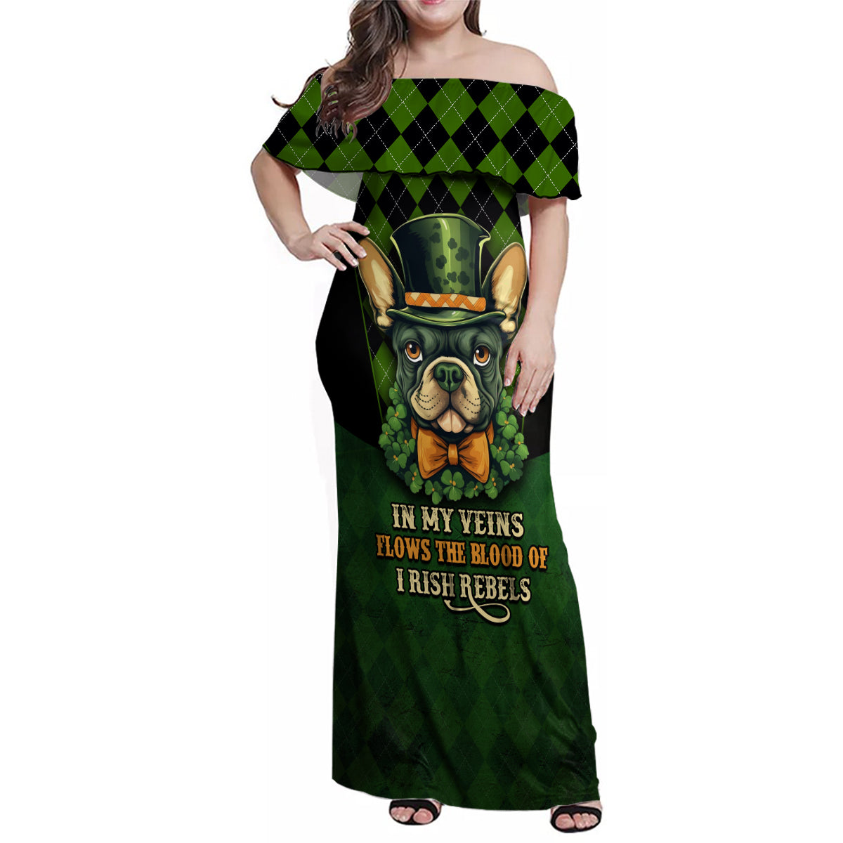 In My Veins Flows The Blood Of Irish Rebels Family Matching Off Shoulder Maxi Dress and Hawaiian Shirt - Wonder Print Shop