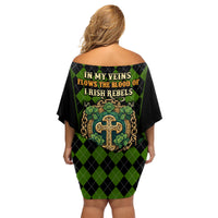 In My Veins Flows The Blood Of Irish Rebels Family Matching Off Shoulder Short Dress and Hawaiian Shirt - Wonder Print Shop