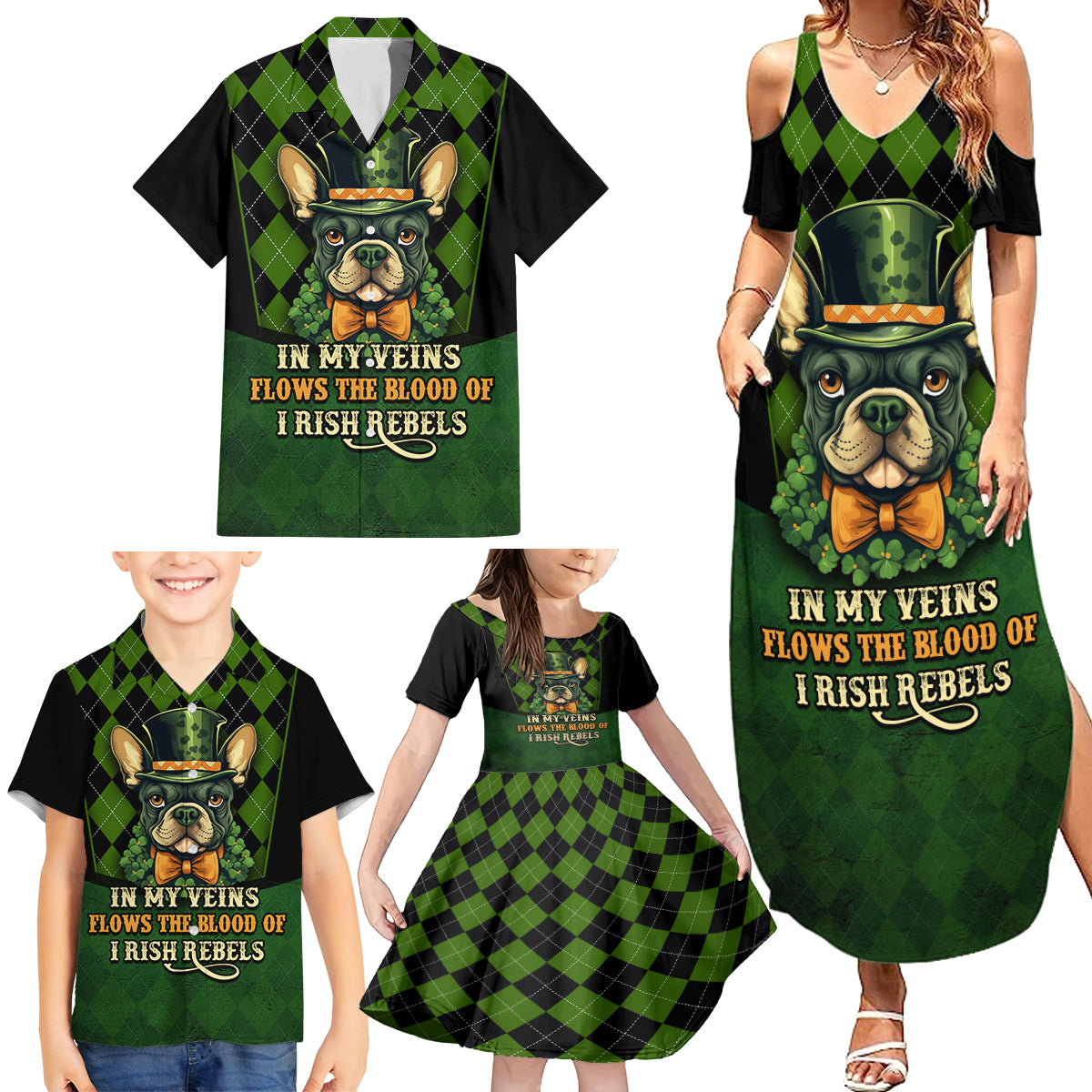 In My Veins Flows The Blood Of Irish Rebels Family Matching Summer Maxi Dress and Hawaiian Shirt - Wonder Print Shop