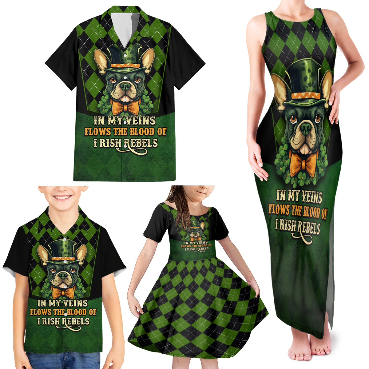 In My Veins Flows The Blood Of Irish Rebels Family Matching Tank Maxi Dress and Hawaiian Shirt - Wonder Print Shop
