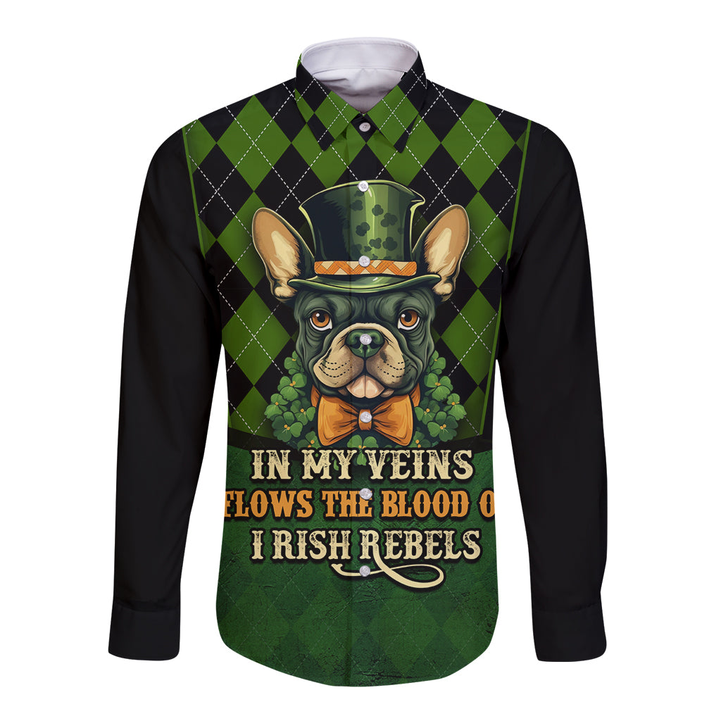 In My Veins Flows The Blood Of Irish Rebels Long Sleeve Button Shirt - Wonder Print Shop