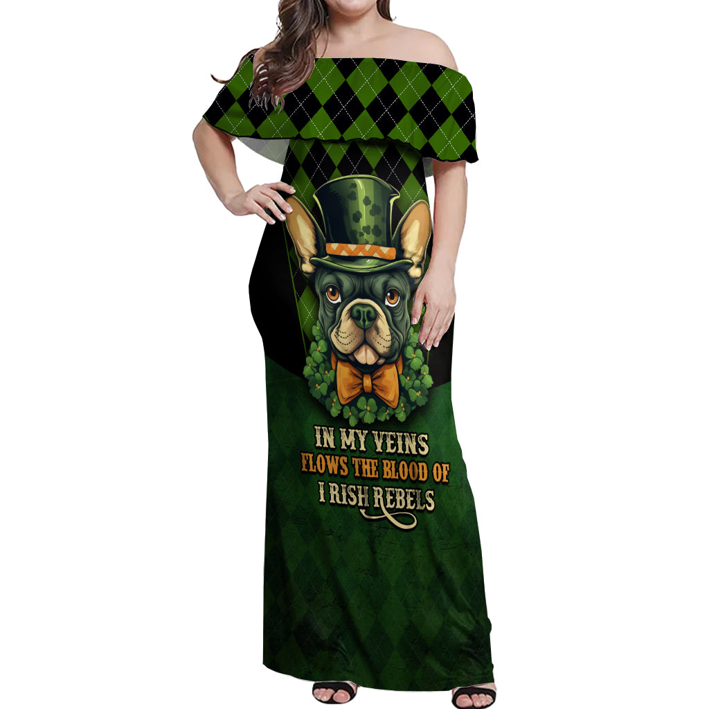 In My Veins Flows The Blood Of Irish Rebels Off Shoulder Maxi Dress - Wonder Print Shop