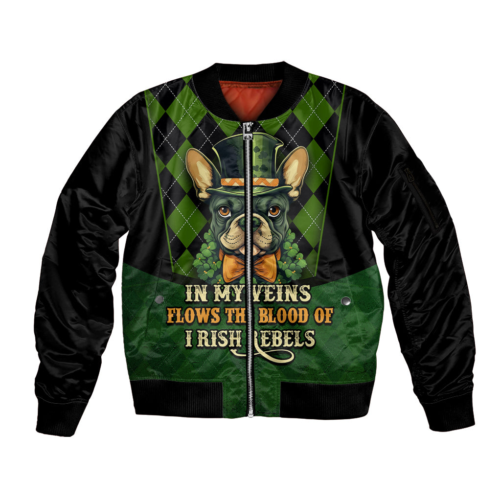 In My Veins Flows The Blood Of Irish Rebels Sleeve Zip Bomber Jacket - Wonder Print Shop