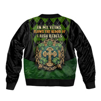 In My Veins Flows The Blood Of Irish Rebels Sleeve Zip Bomber Jacket - Wonder Print Shop