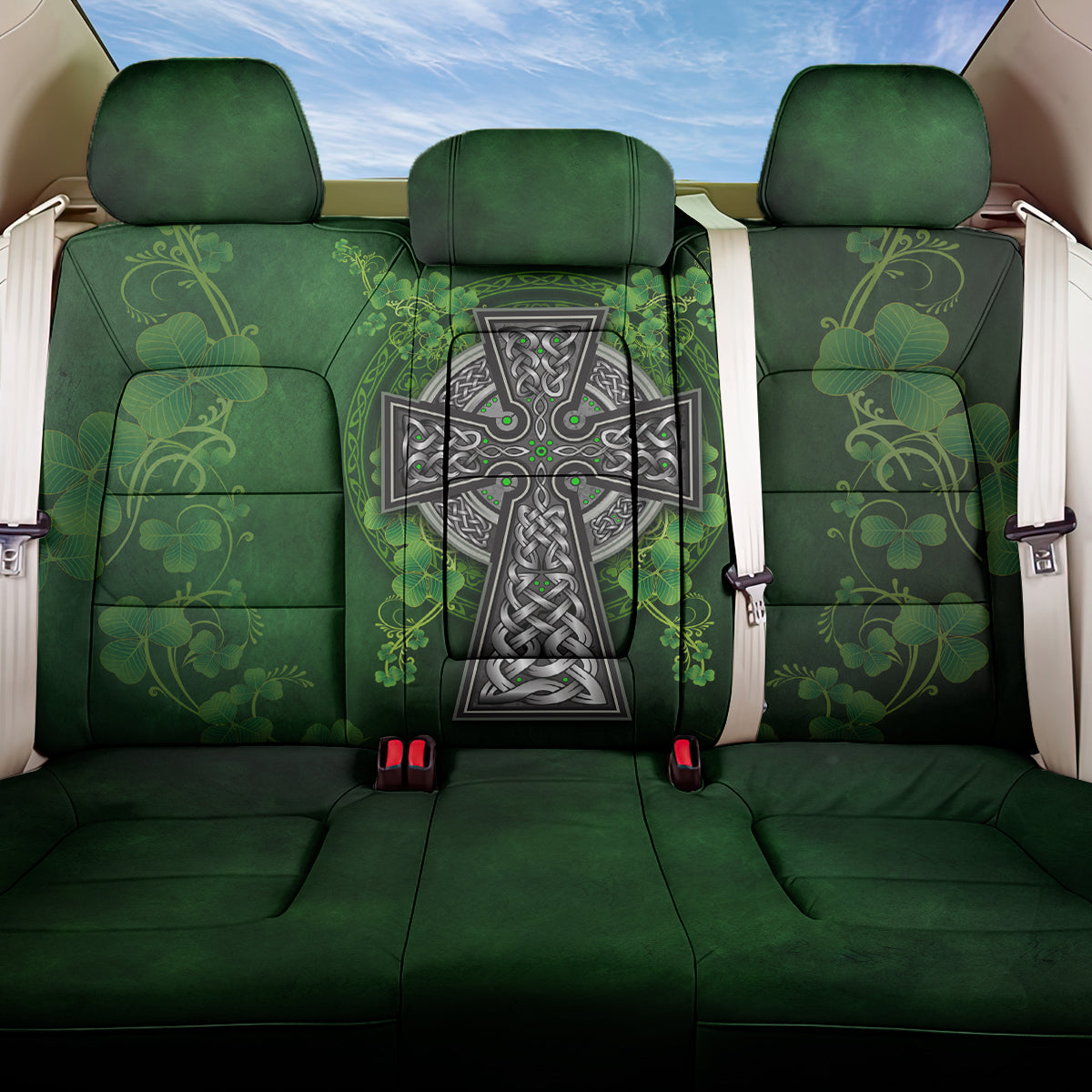 Irish Cross Mix With Shamrock Floral Back Car Seat Cover - Wonder Print Shop