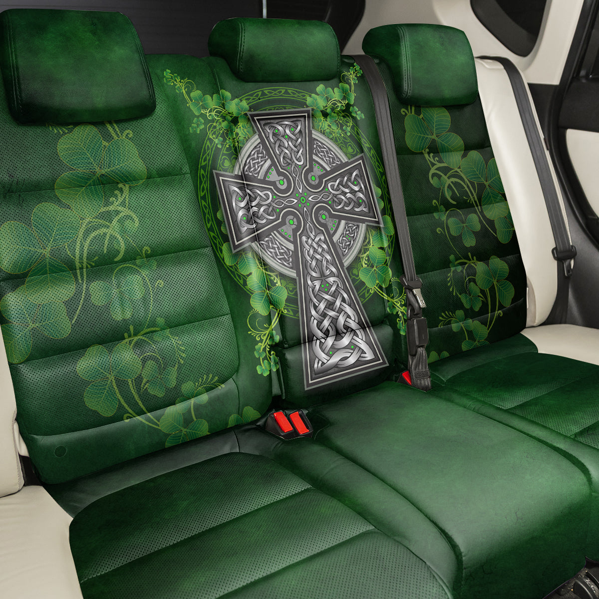 Irish Cross Mix With Shamrock Floral Back Car Seat Cover - Wonder Print Shop