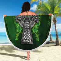 Irish Cross Mix With Shamrock Floral Beach Blanket - Wonder Print Shop