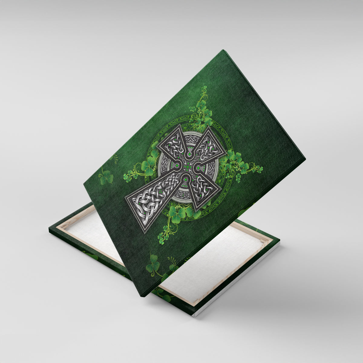 Irish Cross Mix With Shamrock Floral Canvas Wall Art - Wonder Print Shop