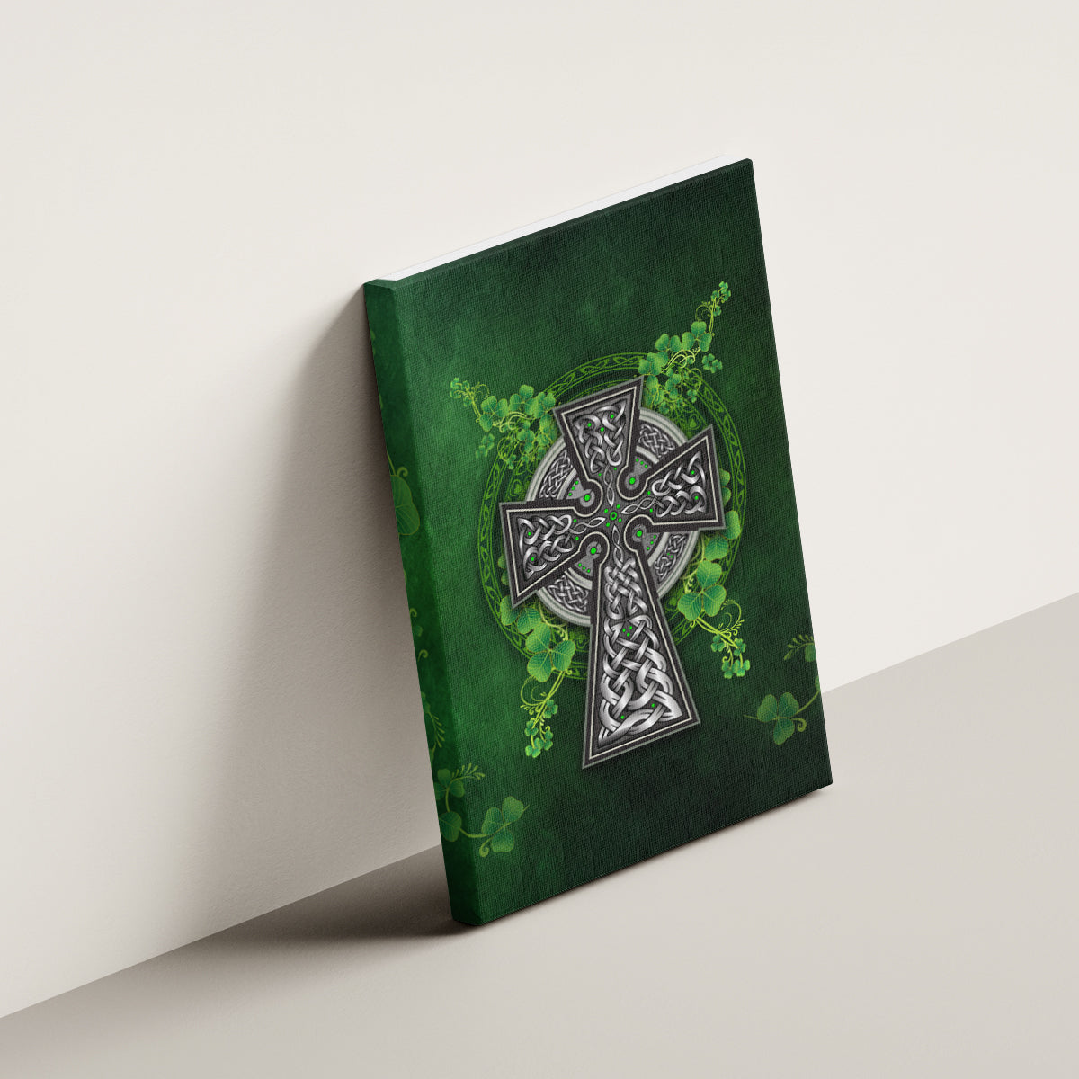 Irish Cross Mix With Shamrock Floral Canvas Wall Art - Wonder Print Shop