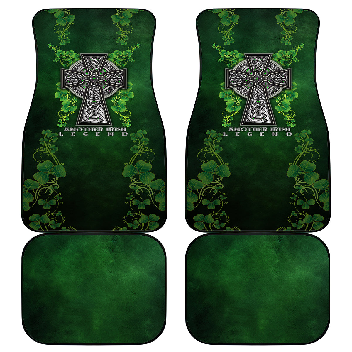 Irish Cross Mix With Shamrock Floral Car Mats - Wonder Print Shop