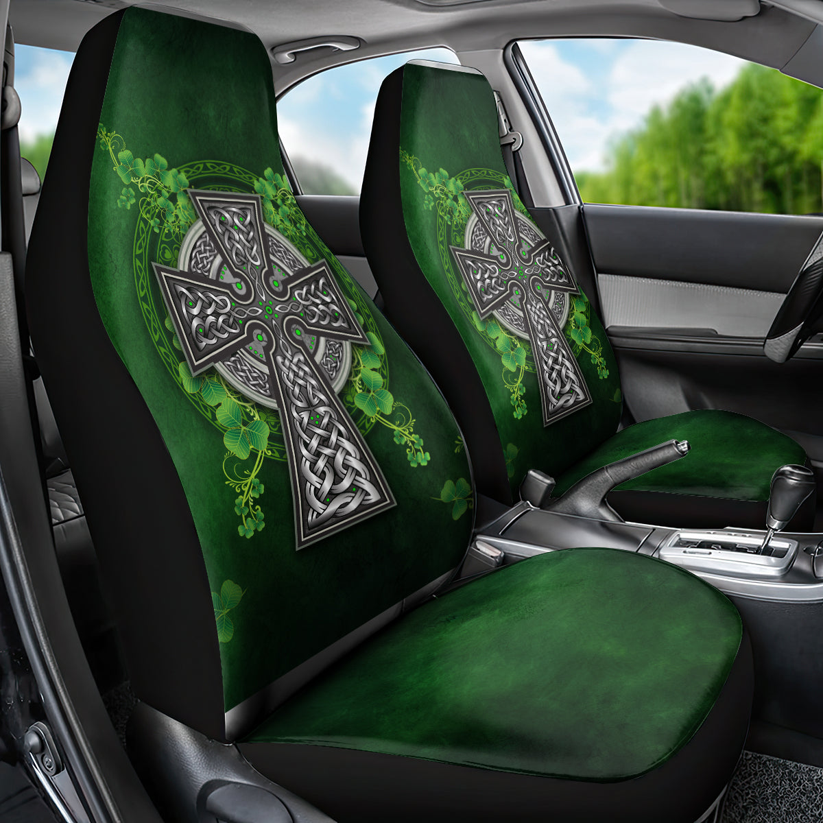 Irish Cross Mix With Shamrock Floral Car Seat Cover - Wonder Print Shop