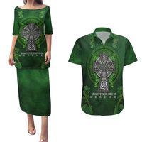Irish Cross Mix With Shamrock Floral Couples Matching Puletasi and Hawaiian Shirt - Wonder Print Shop