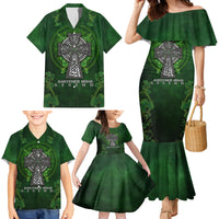 Irish Cross Mix With Shamrock Floral Family Matching Mermaid Dress and Hawaiian Shirt - Wonder Print Shop