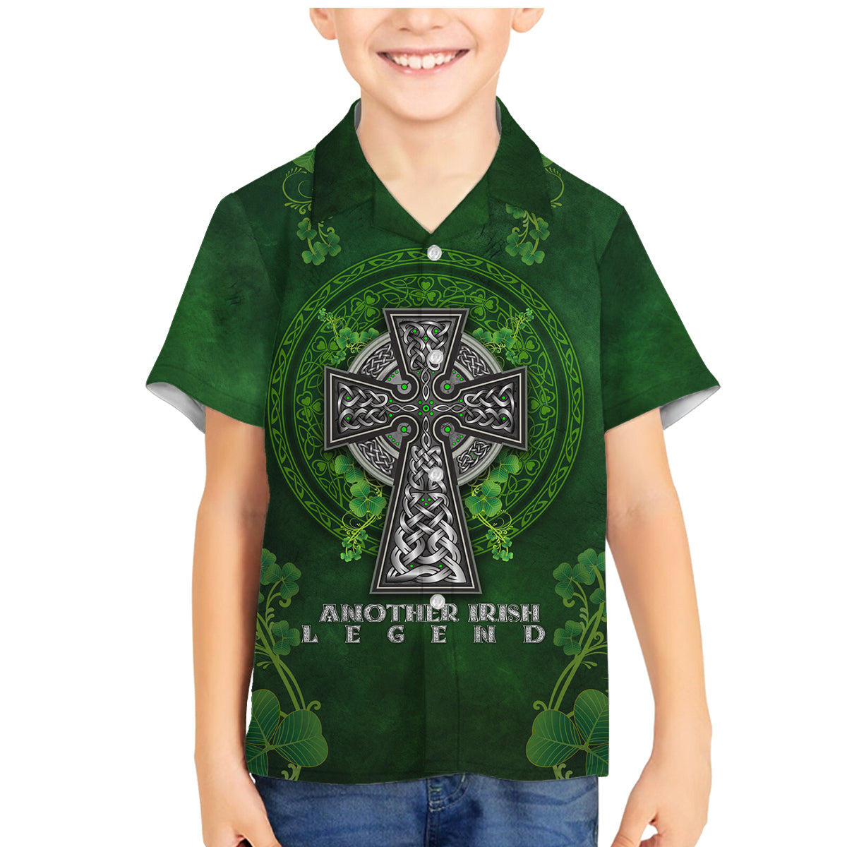 Irish Cross Mix With Shamrock Floral Family Matching Mermaid Dress and Hawaiian Shirt - Wonder Print Shop