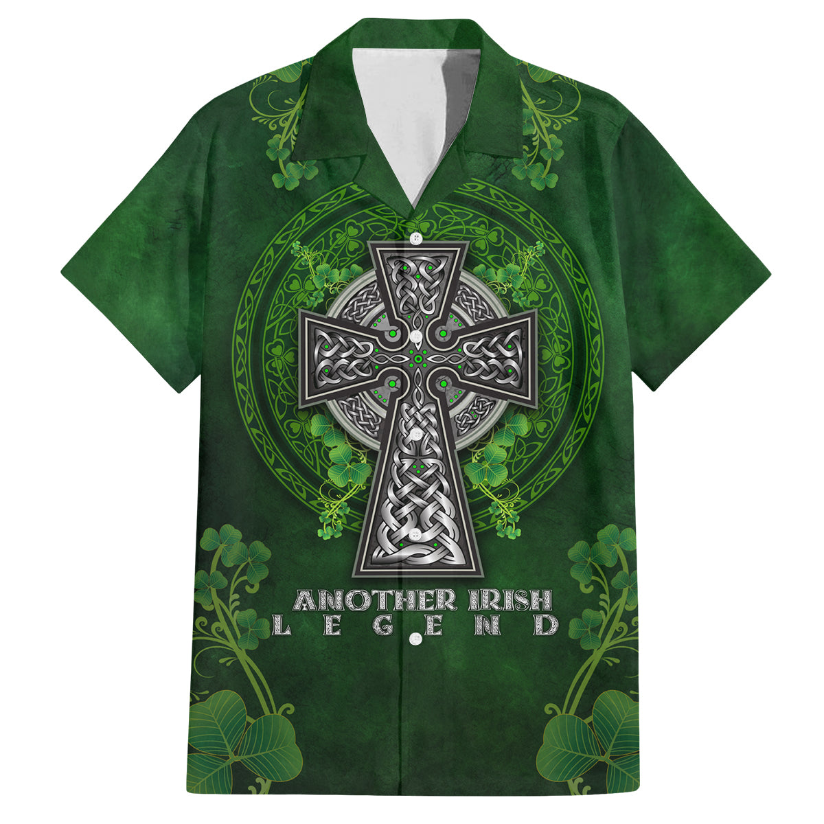 Irish Cross Mix With Shamrock Floral Family Matching Off Shoulder Maxi Dress and Hawaiian Shirt - Wonder Print Shop