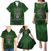 Irish Cross Mix With Shamrock Floral Family Matching Puletasi and Hawaiian Shirt - Wonder Print Shop
