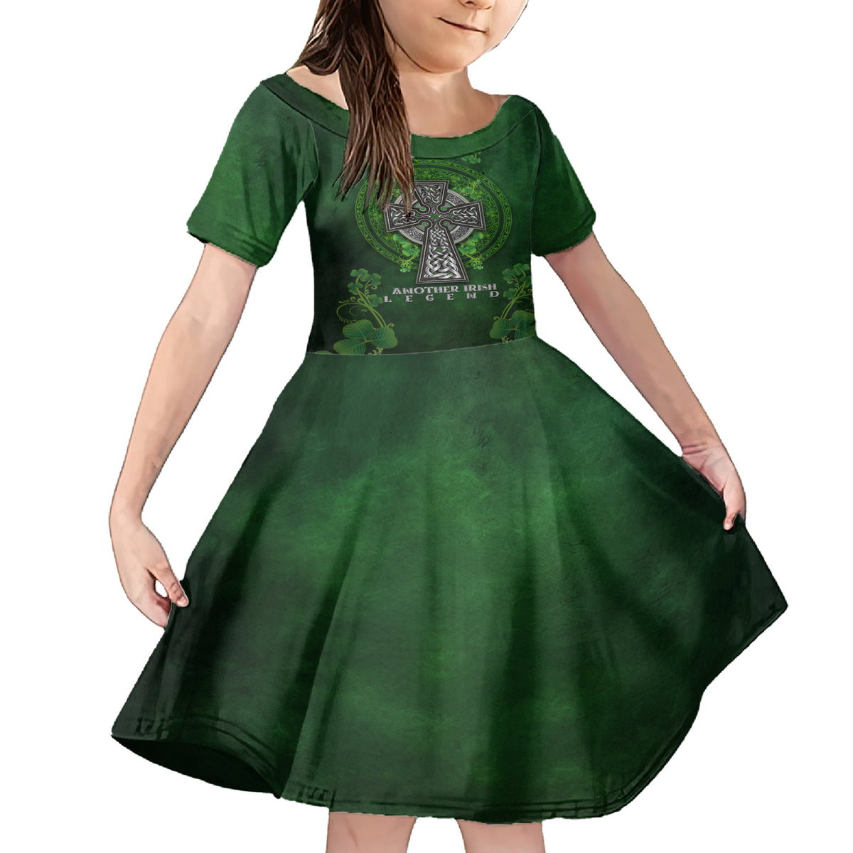 Irish Cross Mix With Shamrock Floral Family Matching Short Sleeve Bodycon Dress and Hawaiian Shirt - Wonder Print Shop