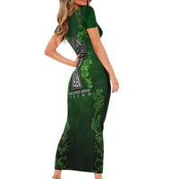 Irish Cross Mix With Shamrock Floral Family Matching Short Sleeve Bodycon Dress and Hawaiian Shirt - Wonder Print Shop
