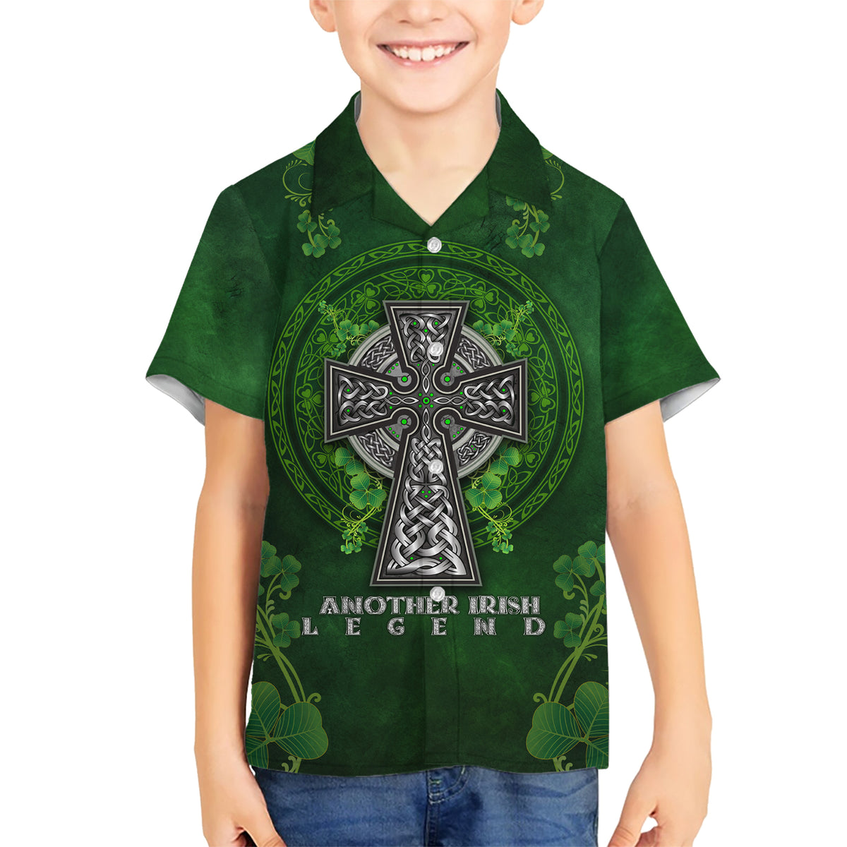 Irish Cross Mix With Shamrock Floral Family Matching Short Sleeve Bodycon Dress and Hawaiian Shirt - Wonder Print Shop
