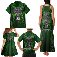 Irish Cross Mix With Shamrock Floral Family Matching Tank Maxi Dress and Hawaiian Shirt - Wonder Print Shop