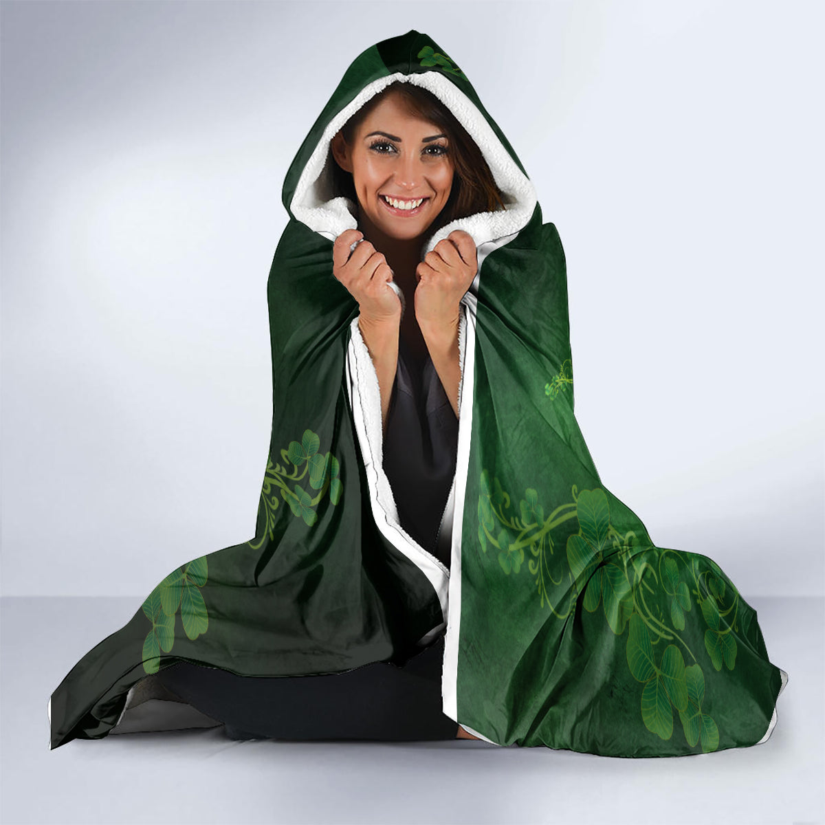 Irish Cross Mix With Shamrock Floral Hooded Blanket