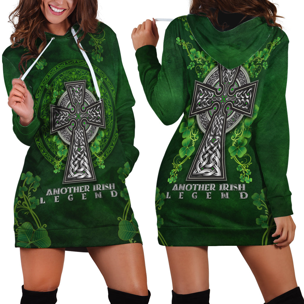 Irish Cross Mix With Shamrock Floral Hoodie Dress - Wonder Print Shop