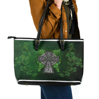 Irish Cross Mix With Shamrock Floral Leather Tote Bag - Wonder Print Shop