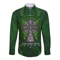 Irish Cross Mix With Shamrock Floral Long Sleeve Button Shirt - Wonder Print Shop