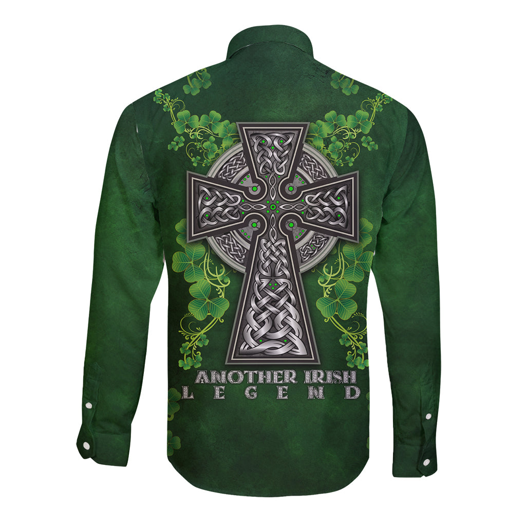 Irish Cross Mix With Shamrock Floral Long Sleeve Button Shirt - Wonder Print Shop