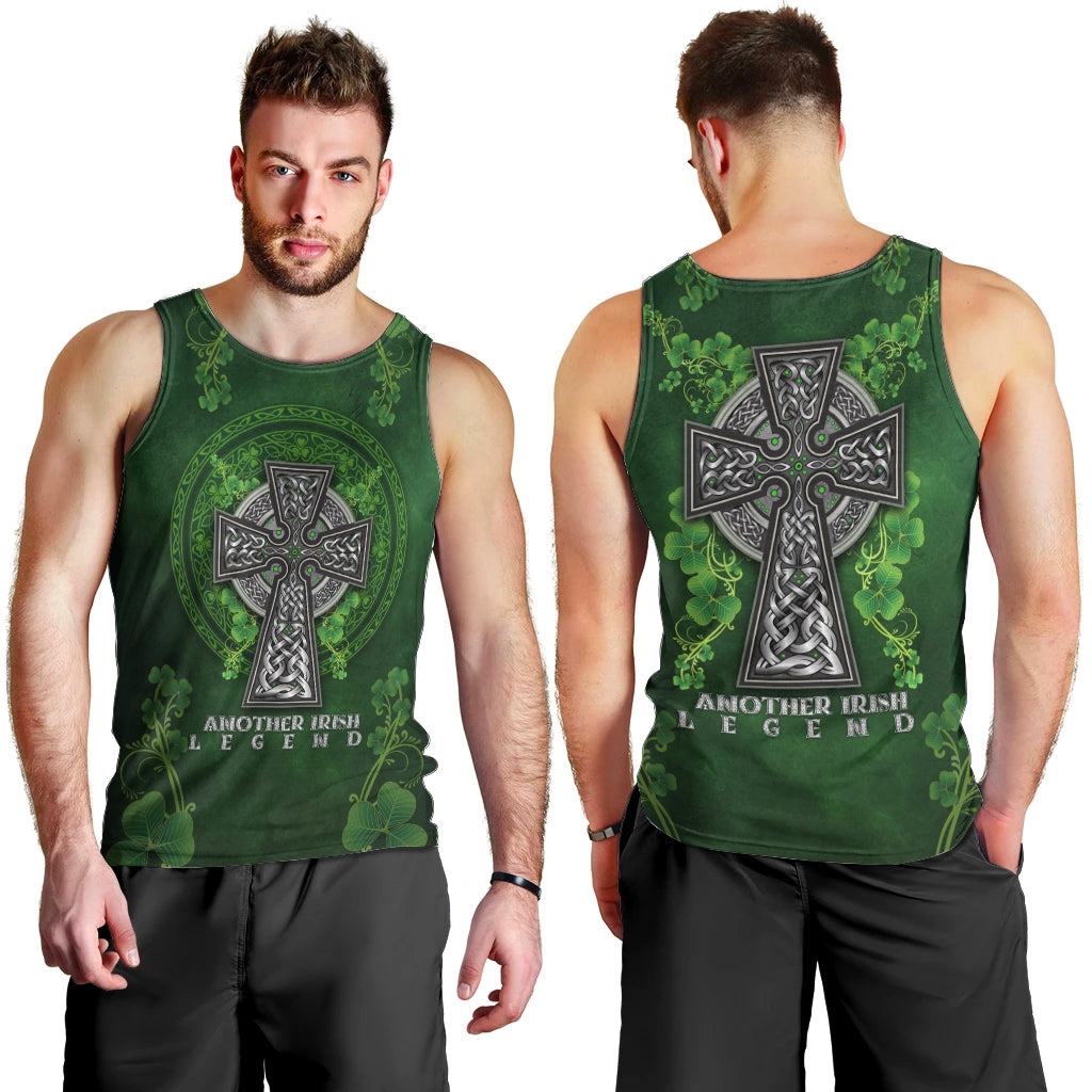 Irish Cross Mix With Shamrock Floral Men Tank Top - Wonder Print Shop