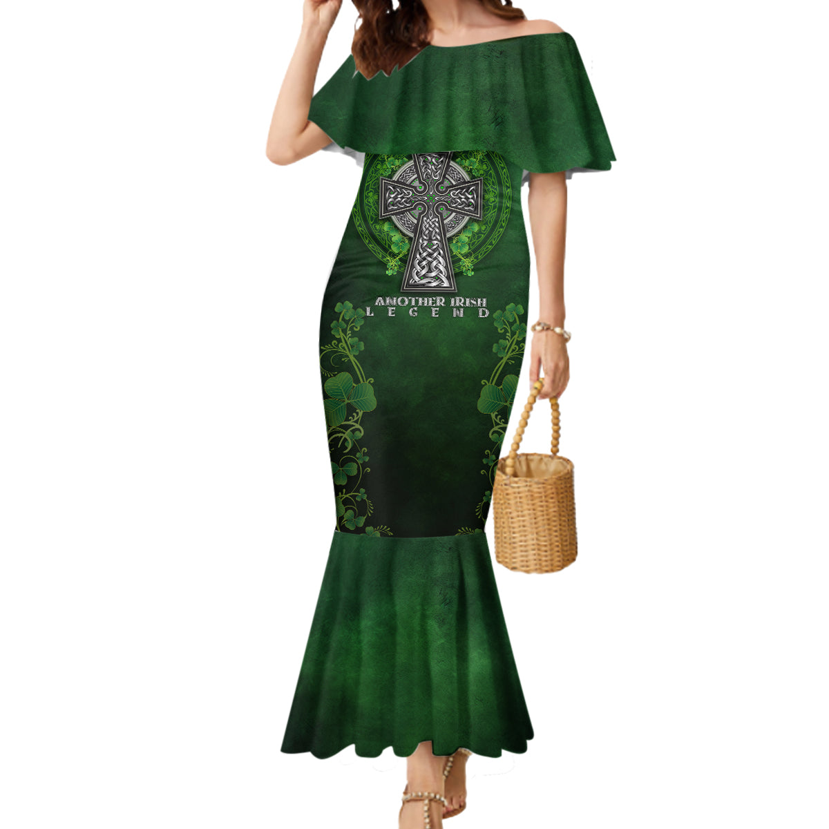 Irish Cross Mix With Shamrock Floral Mermaid Dress - Wonder Print Shop