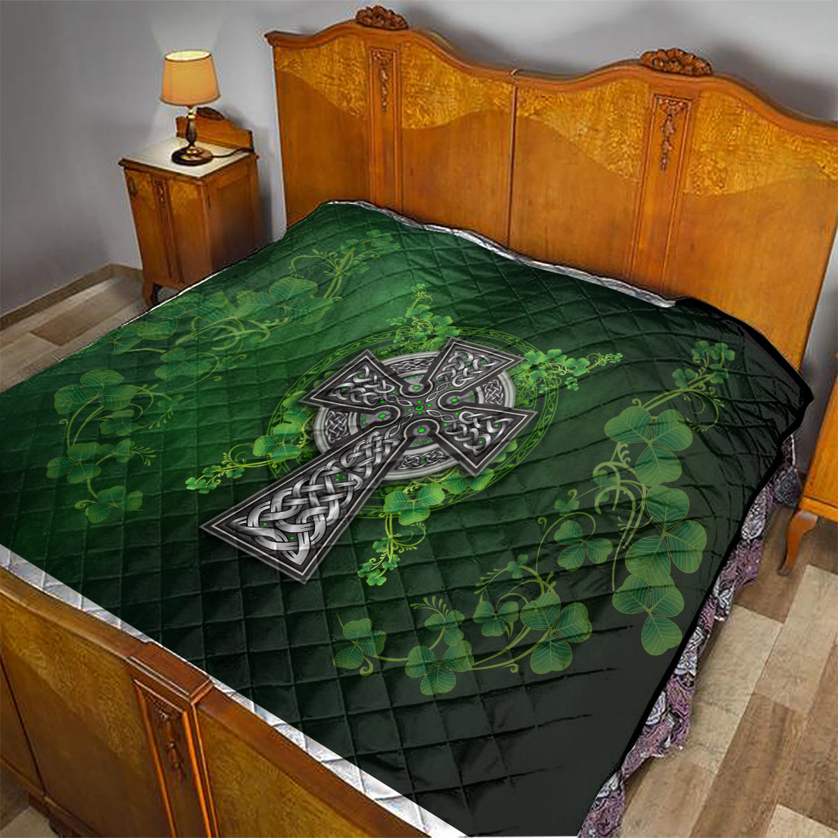 Irish Cross Mix With Shamrock Floral Quilt - Wonder Print Shop