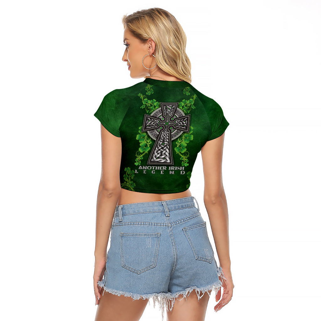 Irish Cross Mix With Shamrock Floral Raglan Cropped T Shirt - Wonder Print Shop