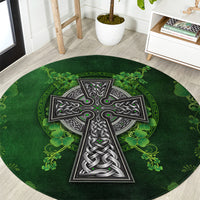 Irish Cross Mix With Shamrock Floral Round Carpet