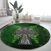 Irish Cross Mix With Shamrock Floral Round Carpet